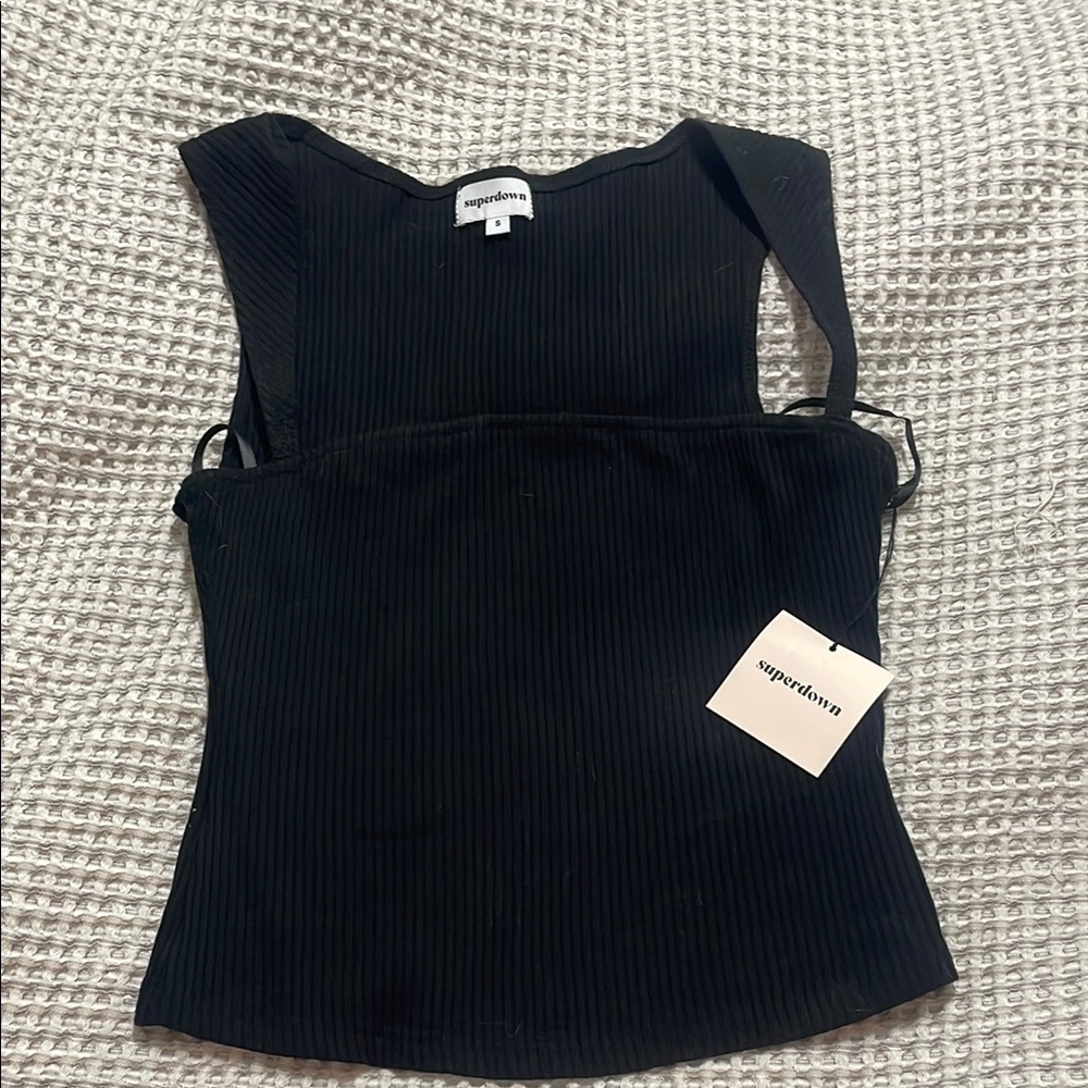 Superdown Black Ribbed Women's Top